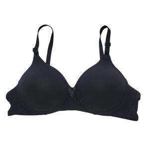 Gaiyi wire free T-Shirt Bra Black Full Coverage Adjustable Straps Size 34A